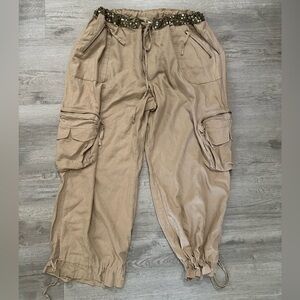 BONGO Sand Linen Blend Pants cargo Sz XXL beach chic utility